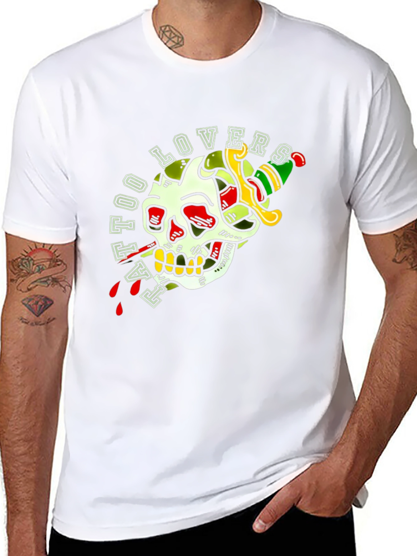Tattoo Lovers Skull Dagger Graphic Tee