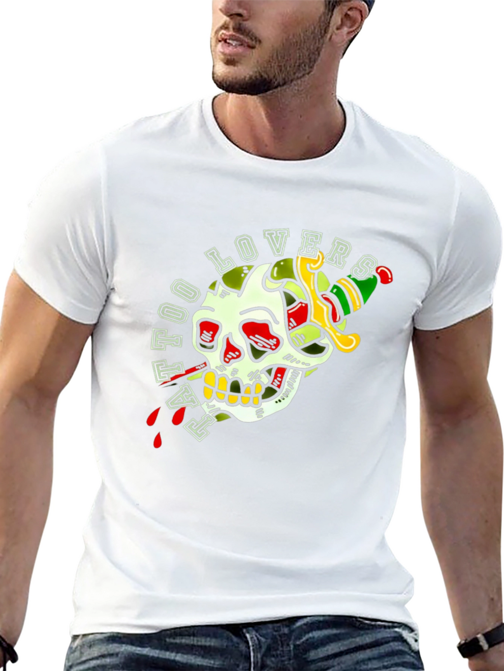 Tattoo Lovers Skull Dagger Graphic Tee