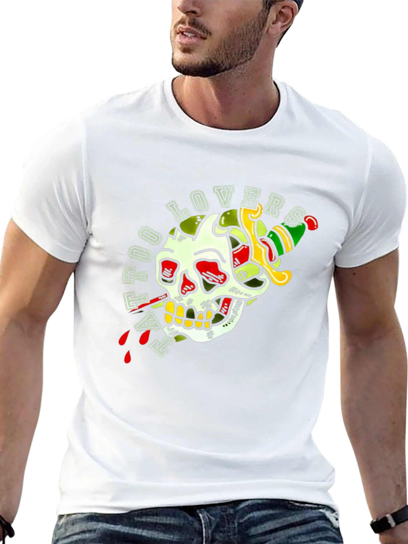 Tattoo Lovers Skull Dagger Graphic Tee