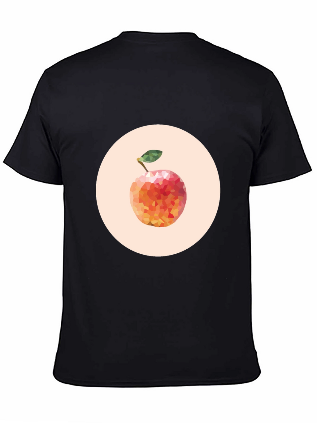Geometric Peach Graphic Tee - Modern Fruit Design