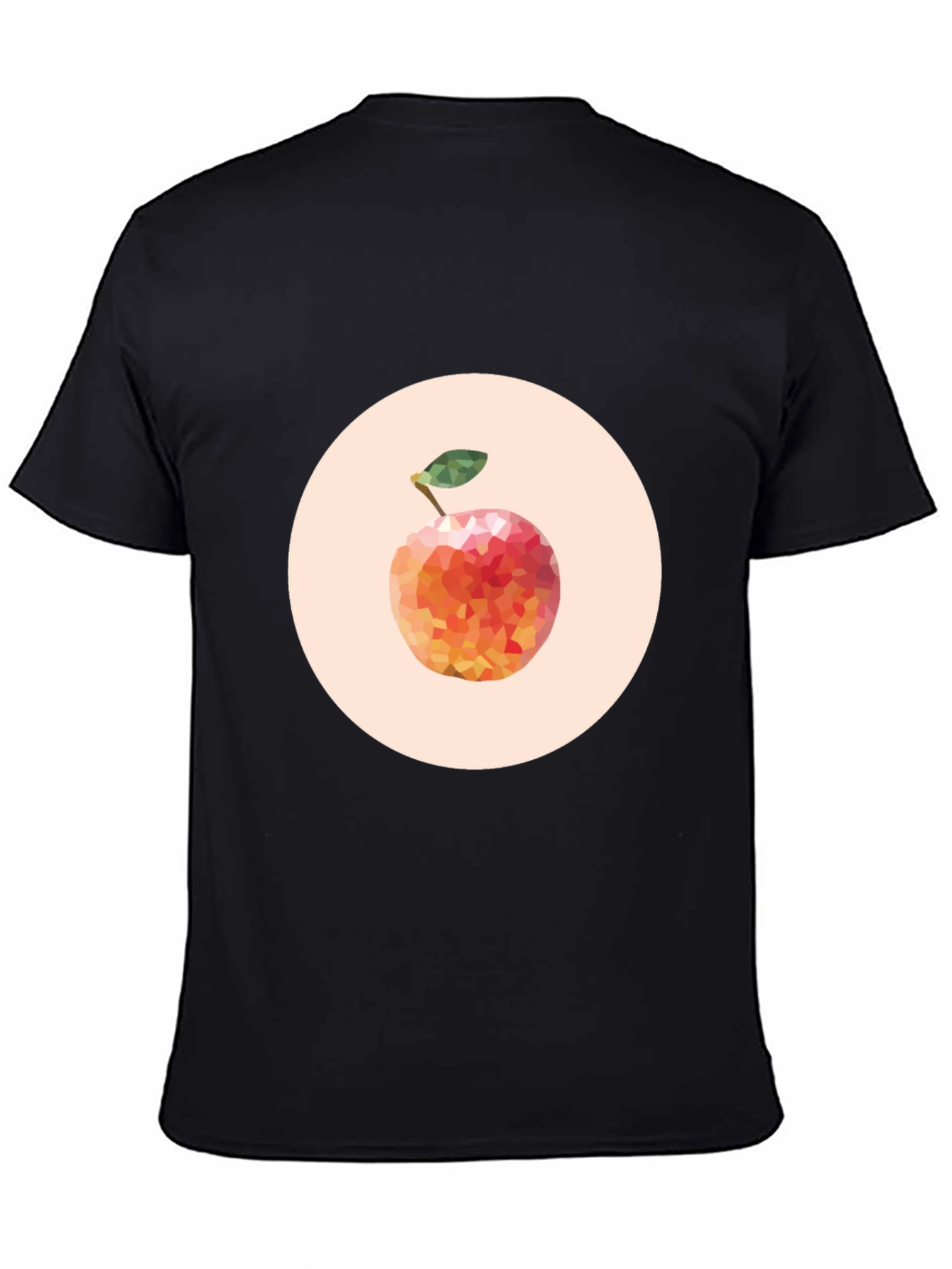 Geometric Peach Graphic Tee - Modern Fruit Design