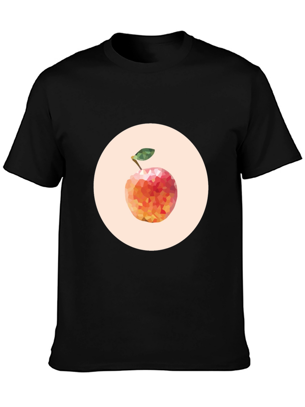 Geometric Peach Graphic Tee - Modern Fruit Design