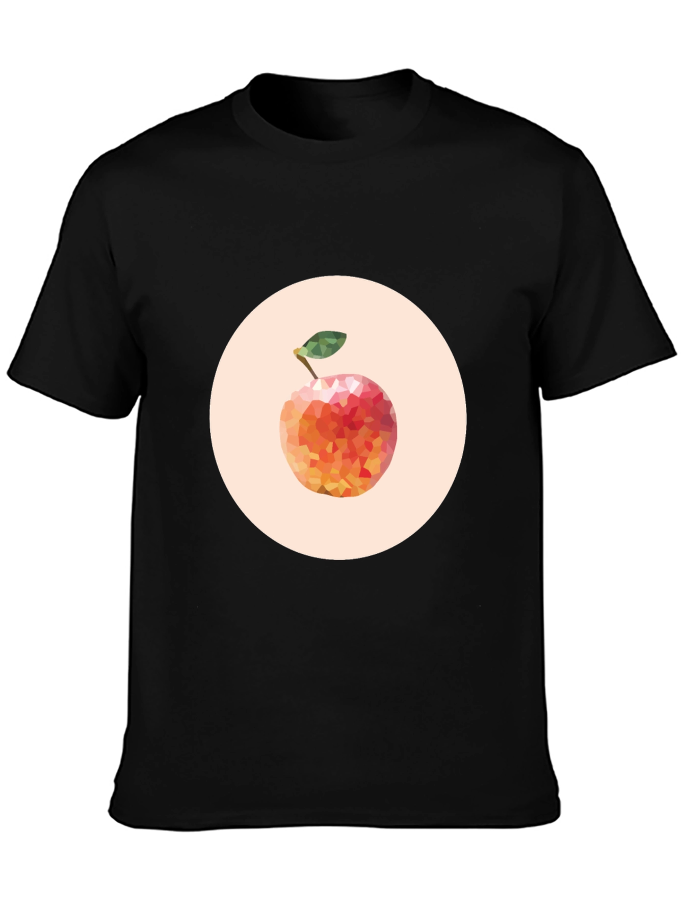 Geometric Peach Graphic Tee - Modern Fruit Design