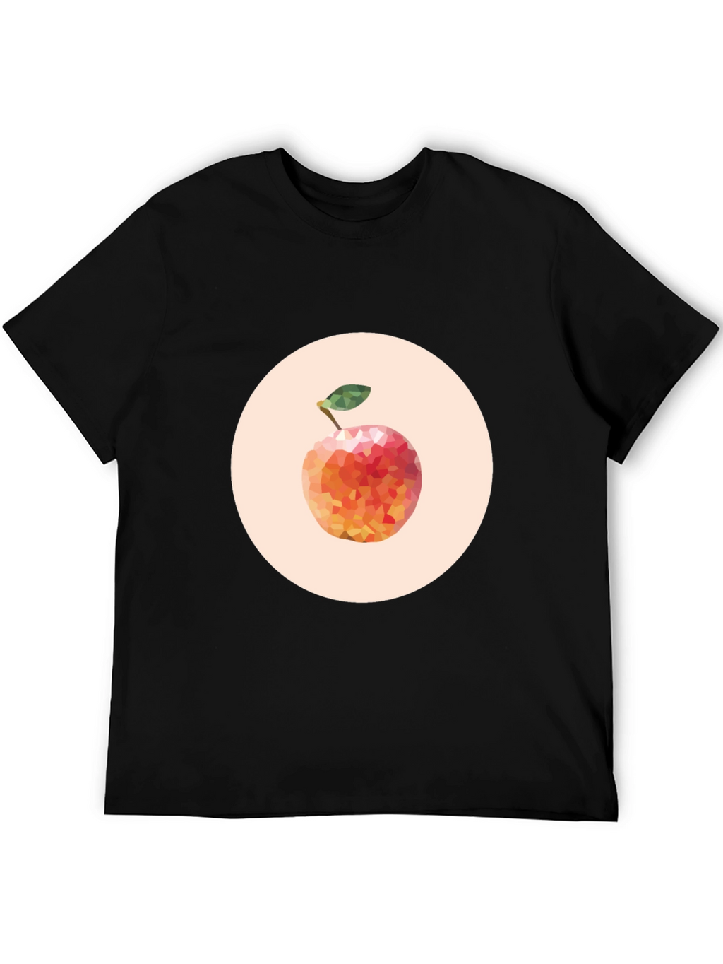 Geometric Peach Graphic Tee - Modern Fruit Design