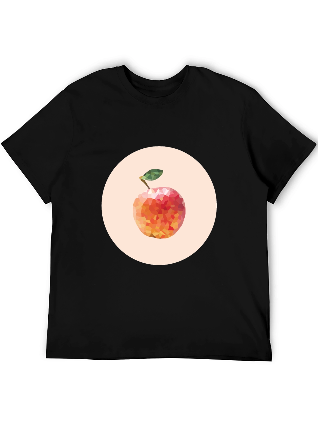 Geometric Peach Graphic Tee - Modern Fruit Design