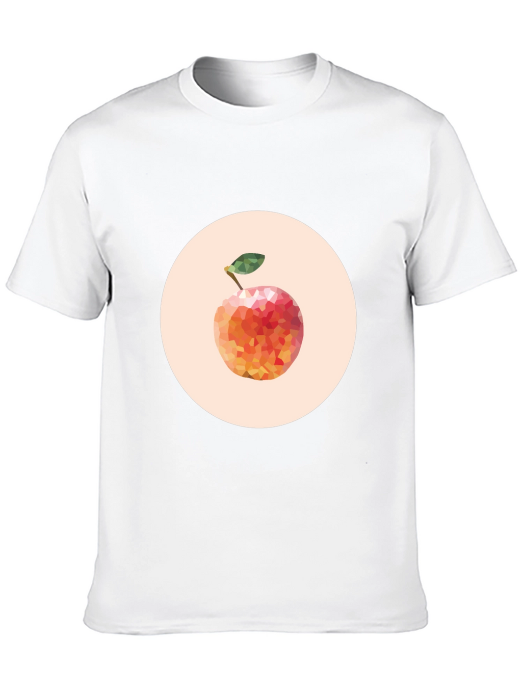 Geometric Peach Graphic Tee - Modern Fruit Design