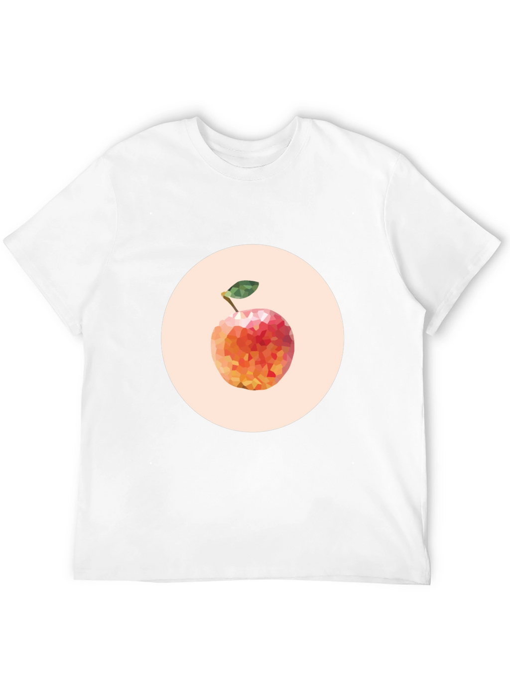 Geometric Peach Graphic Tee - Modern Fruit Design