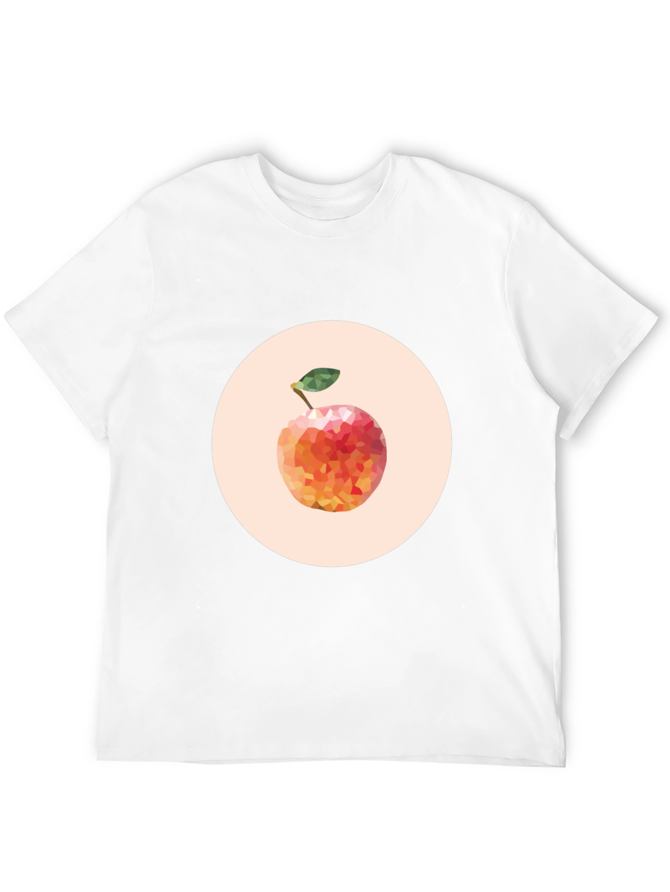 Geometric Peach Graphic Tee - Modern Fruit Design
