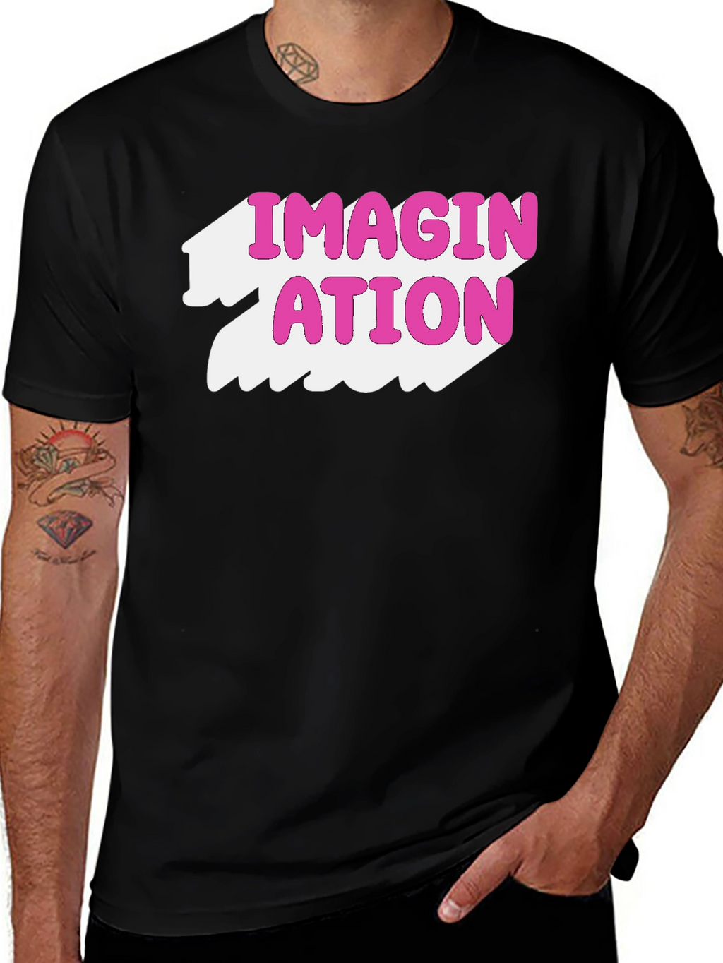 Imagination Graphic Tee - Pink on Black T-Shirt