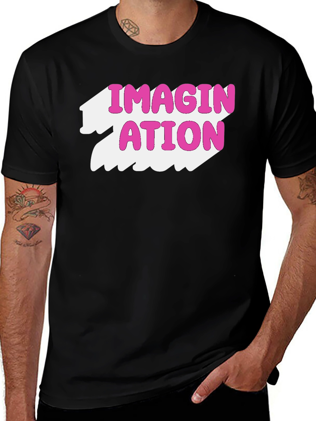 Imagination Graphic Tee - Pink on Black T-Shirt