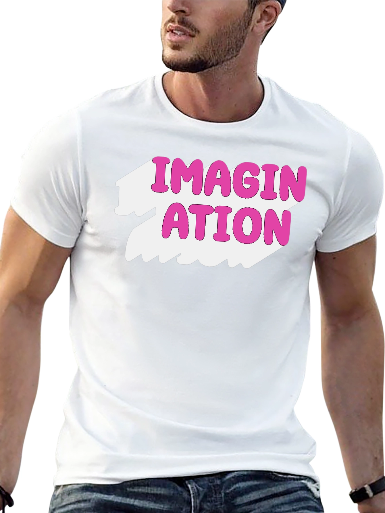 Imagination Graphic Tee - Pink on Black T-Shirt