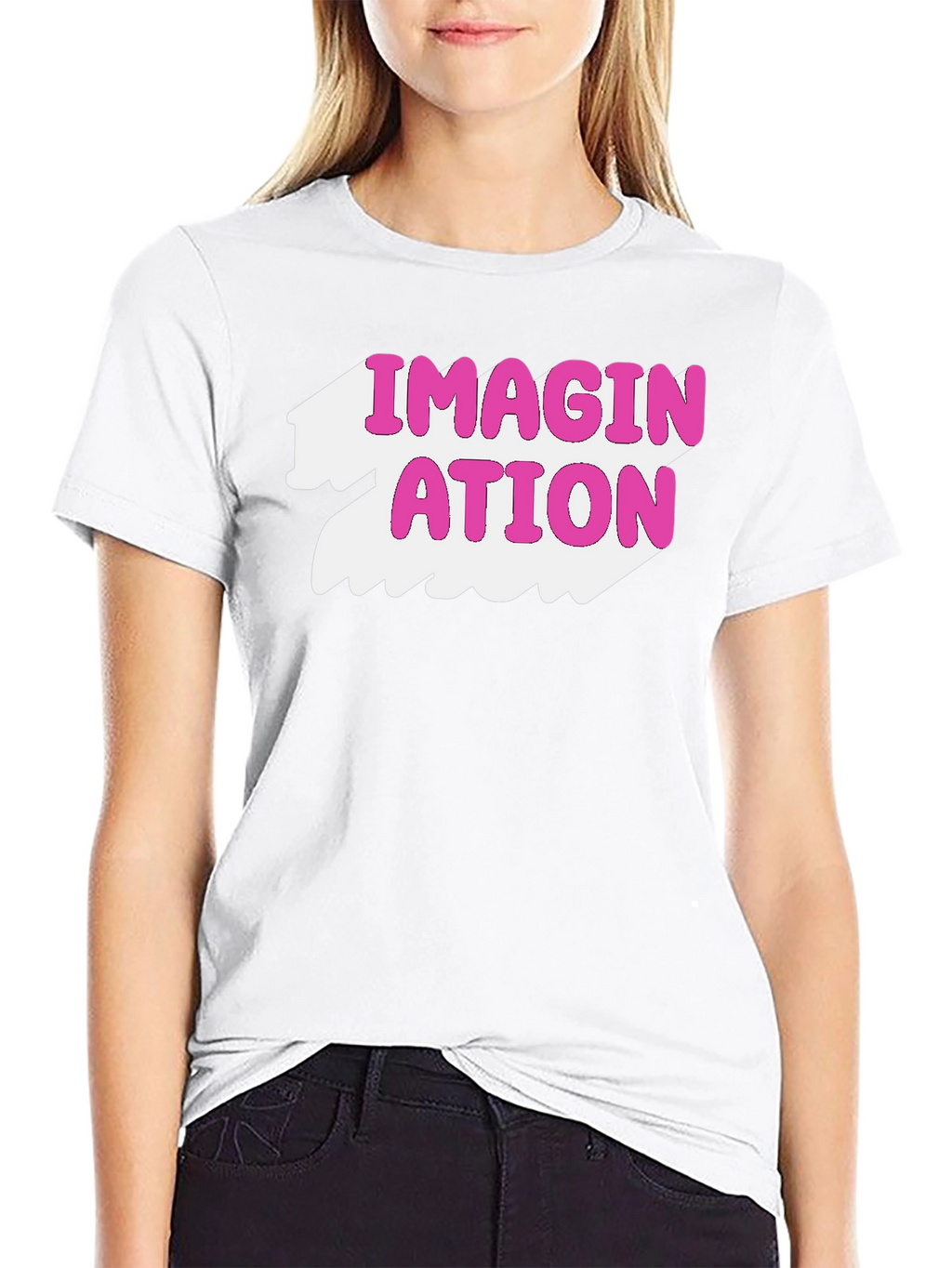 Imagination Graphic Tee - Pink on Black T-Shirt