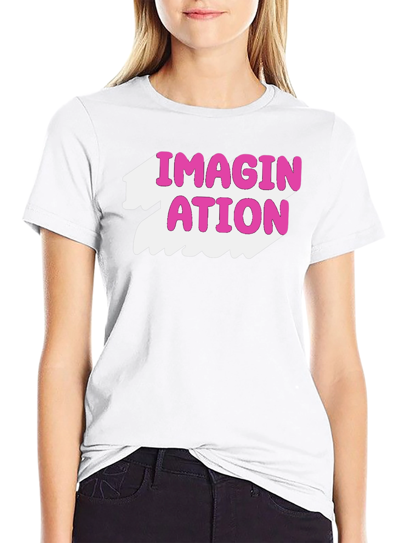 Imagination Graphic Tee - Pink on Black T-Shirt