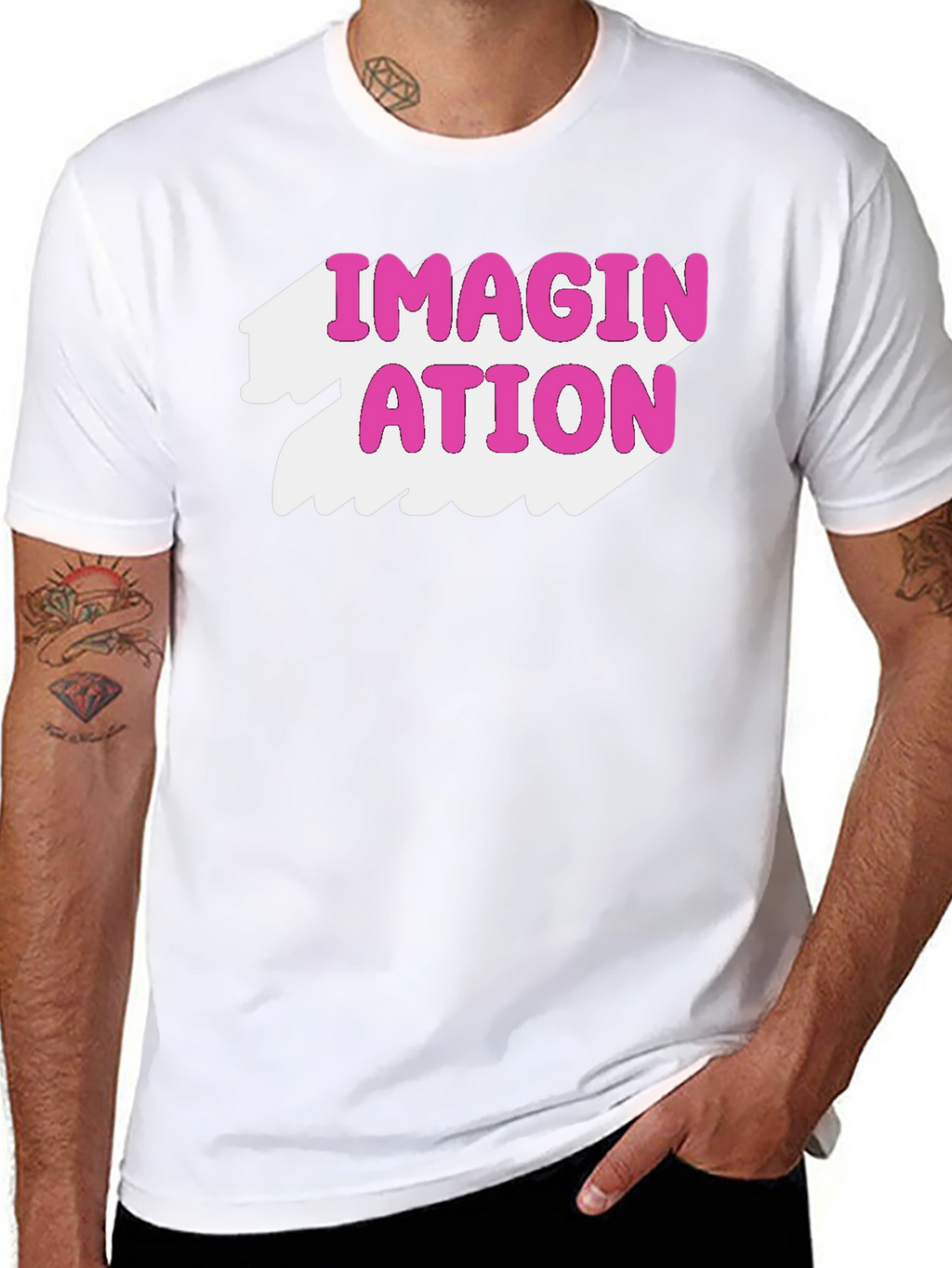 Imagination Graphic Tee - Pink on Black T-Shirt
