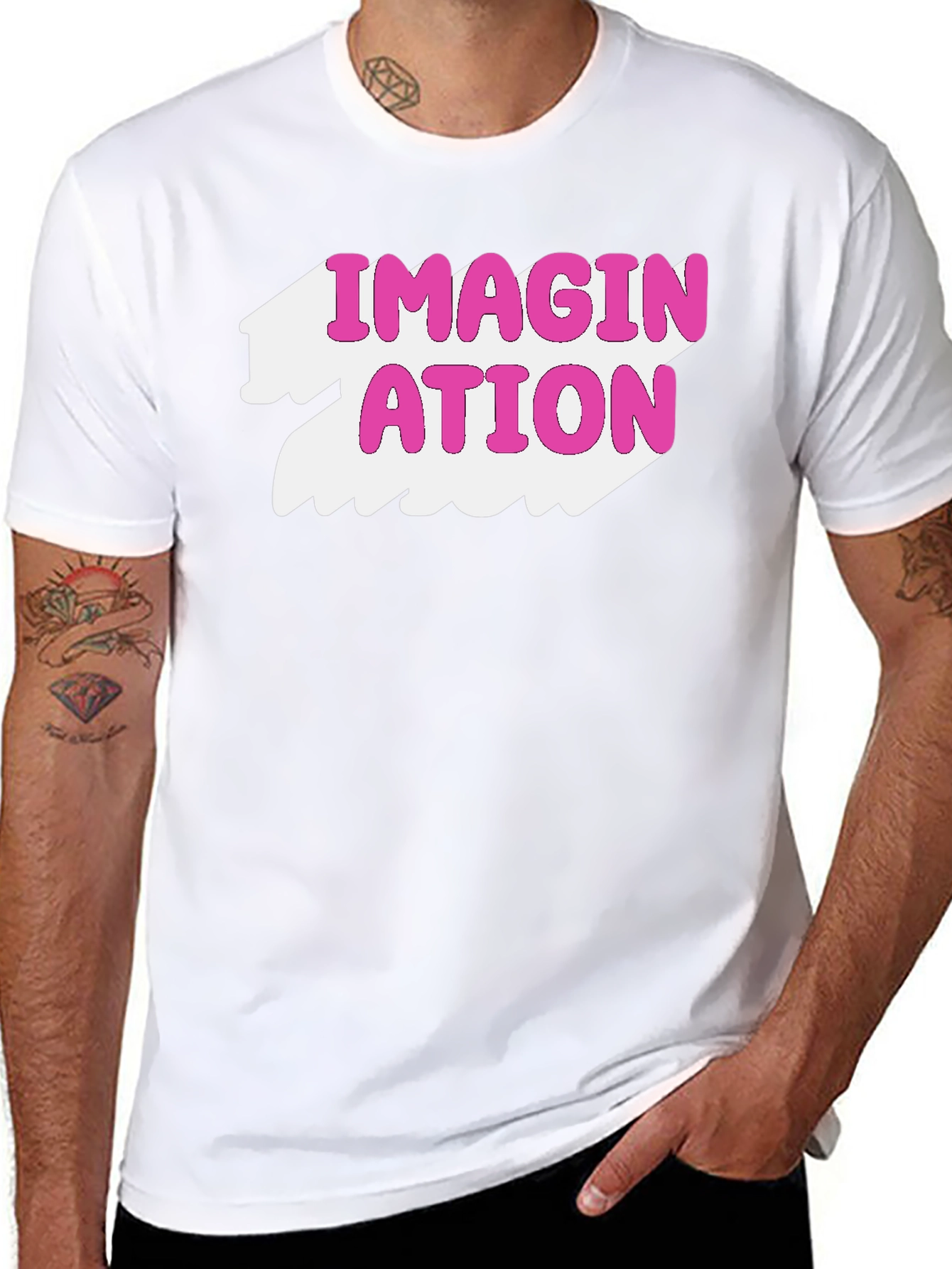 Imagination Graphic Tee - Pink on Black T-Shirt