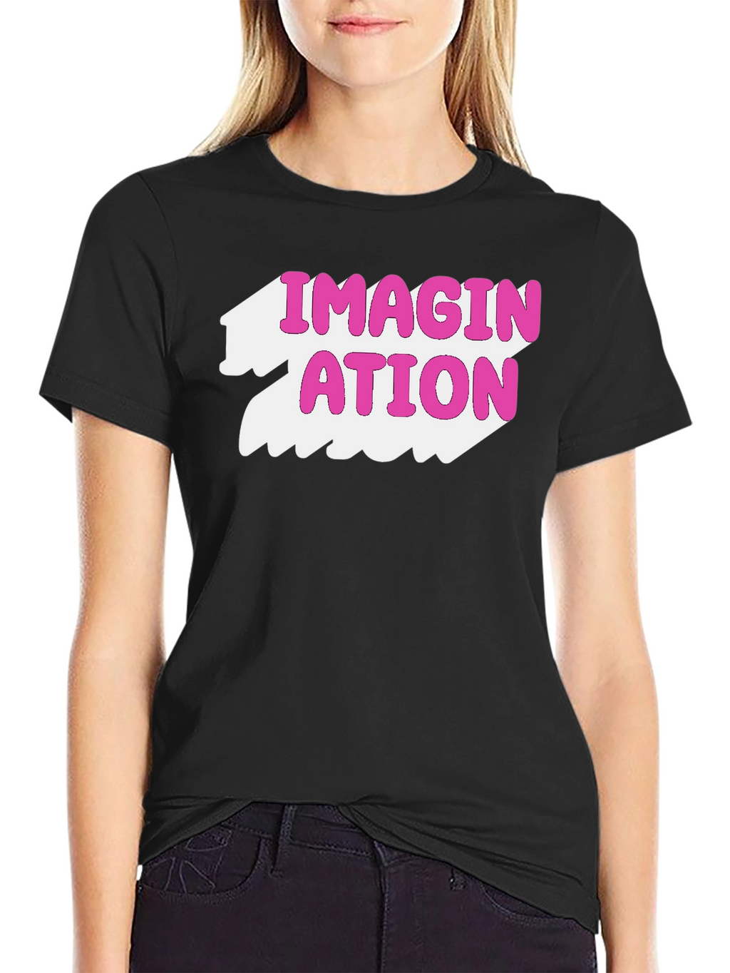 Imagination Graphic Tee - Pink on Black T-Shirt
