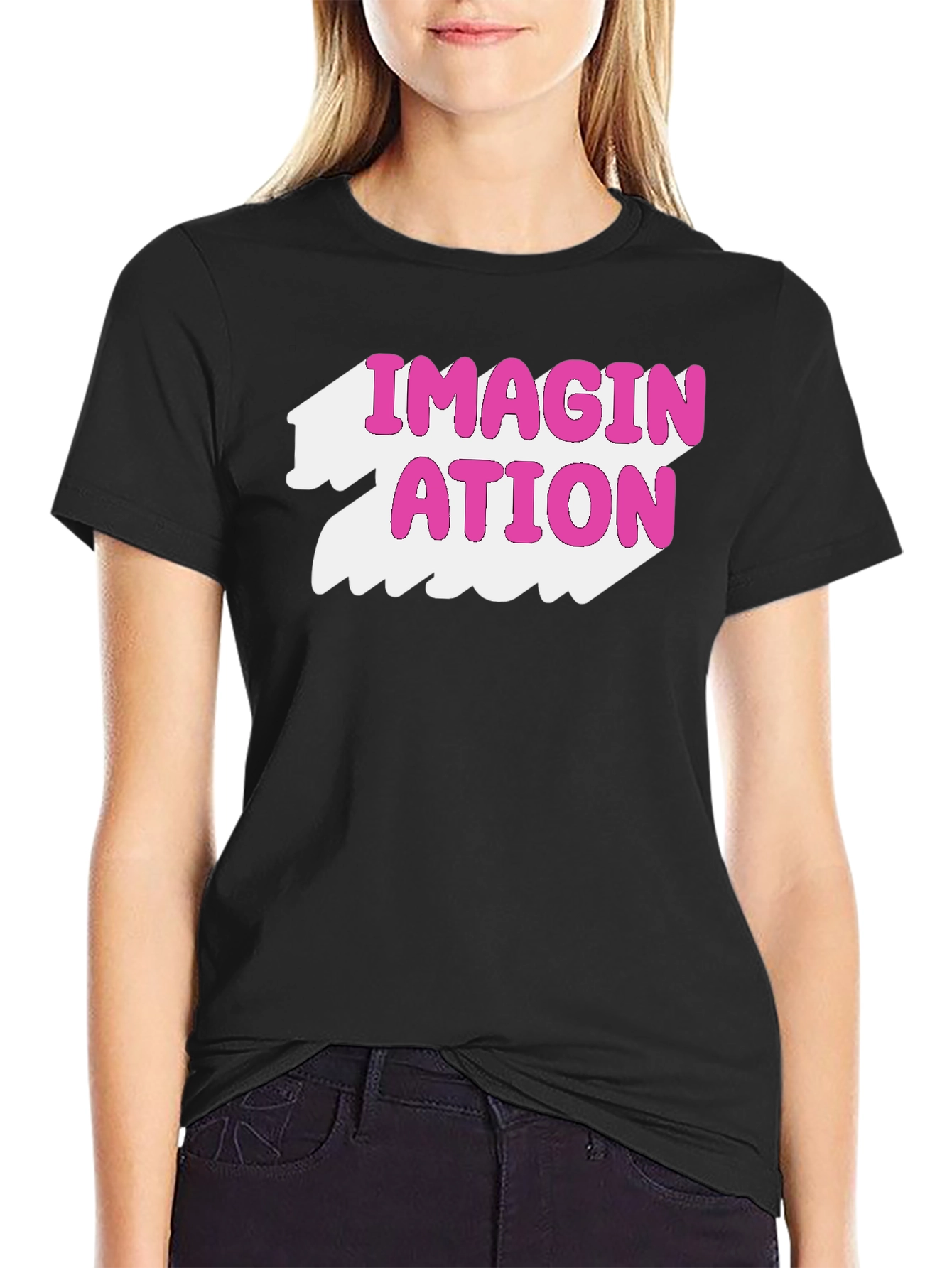 Imagination Graphic Tee - Pink on Black T-Shirt