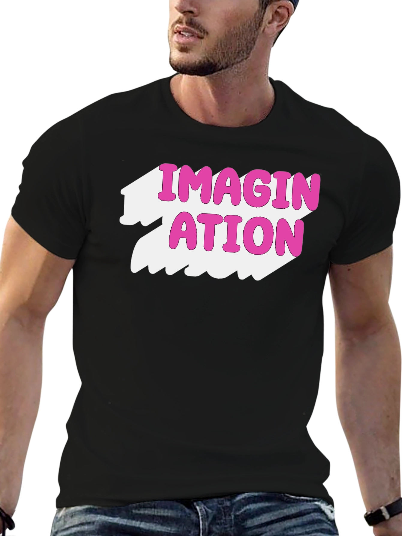 Imagination Graphic Tee - Pink on Black T-Shirt
