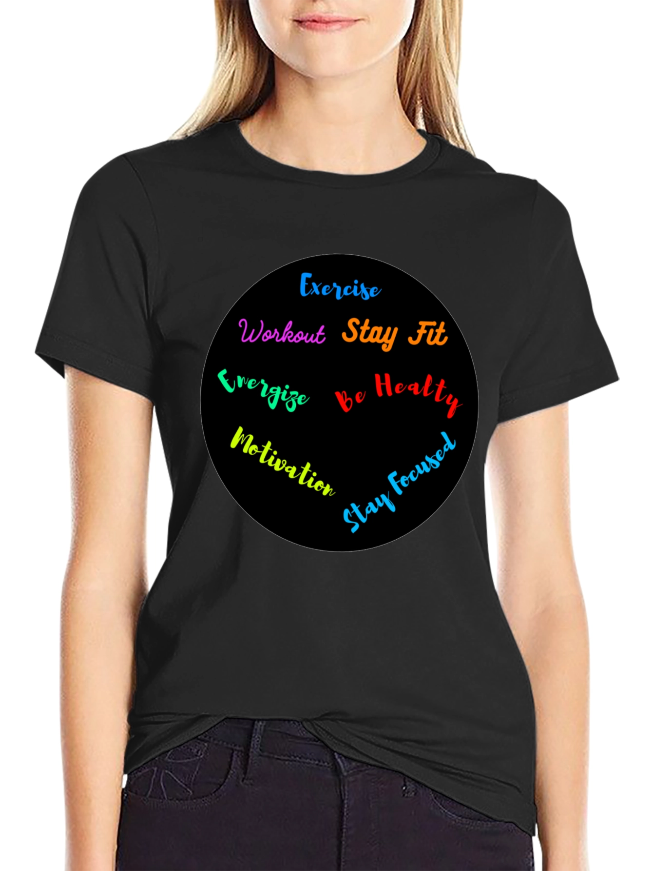 Motivational Workout T-Shirt - Exercise Stay Fit Be Healthy