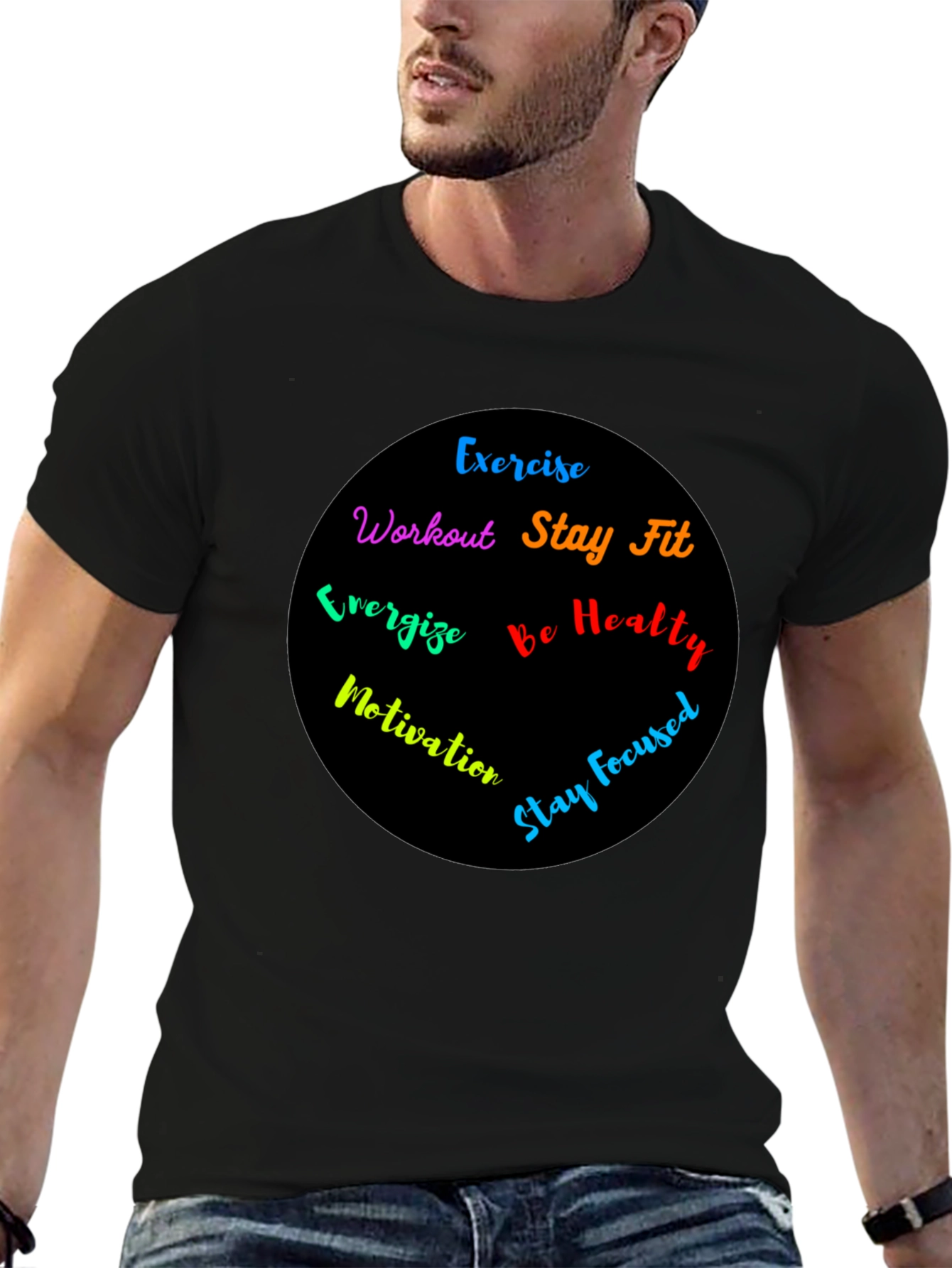 Motivational Workout T-Shirt - Exercise Stay Fit Be Healthy