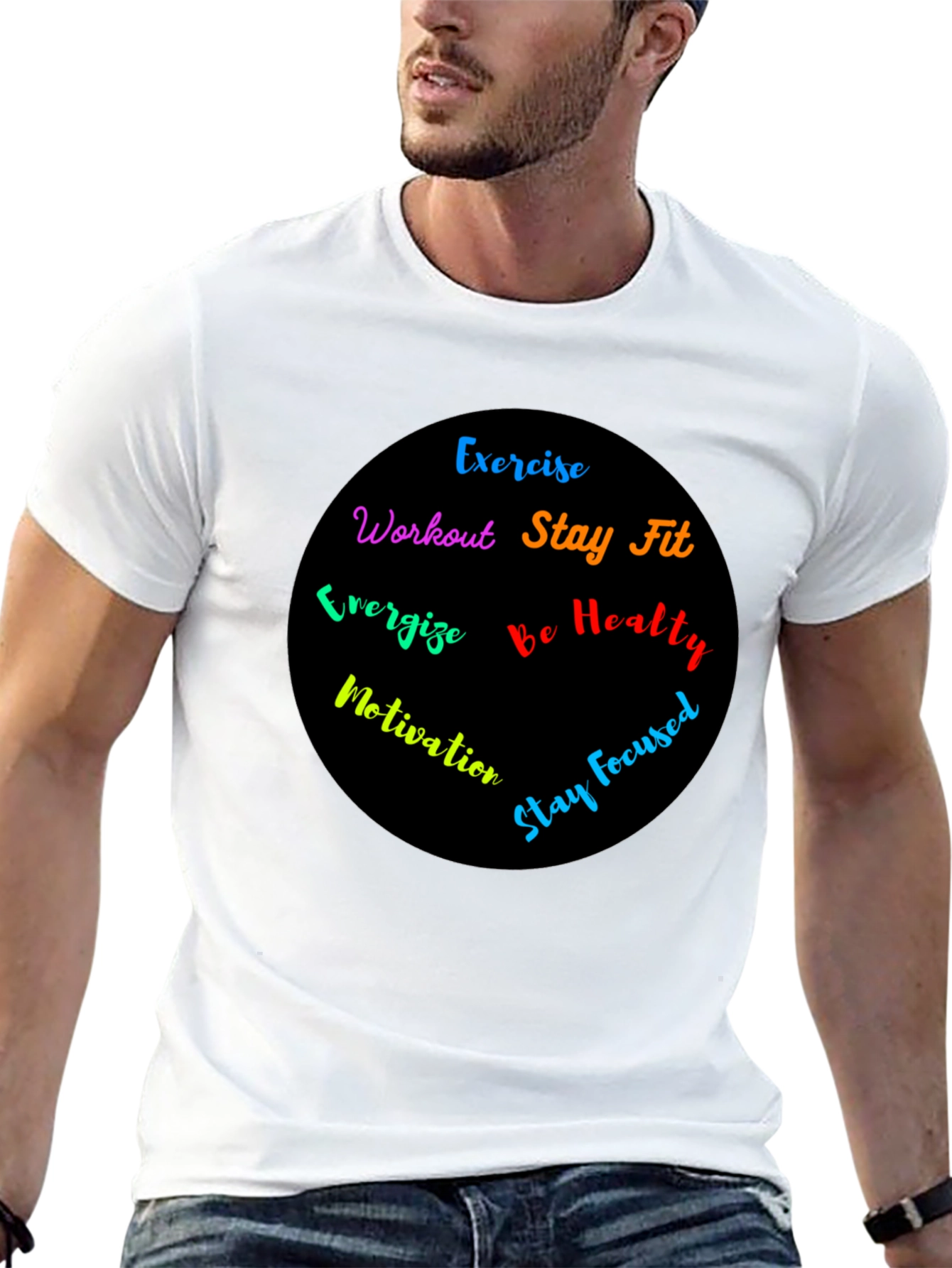 Motivational Workout T-Shirt - Exercise Stay Fit Be Healthy