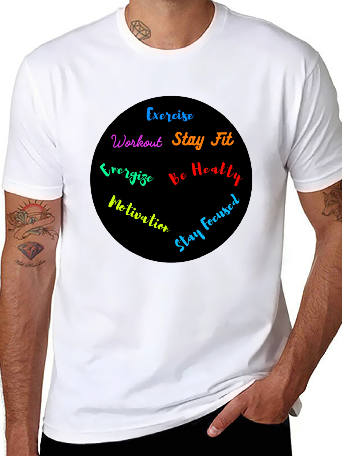 Motivational Workout T-Shirt - Exercise Stay Fit Be Healthy