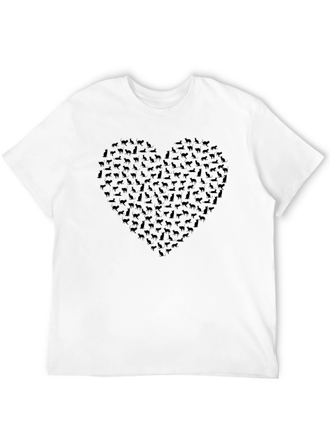 Heart of Cats Graphic Tee - Black Cotton T-Shirt