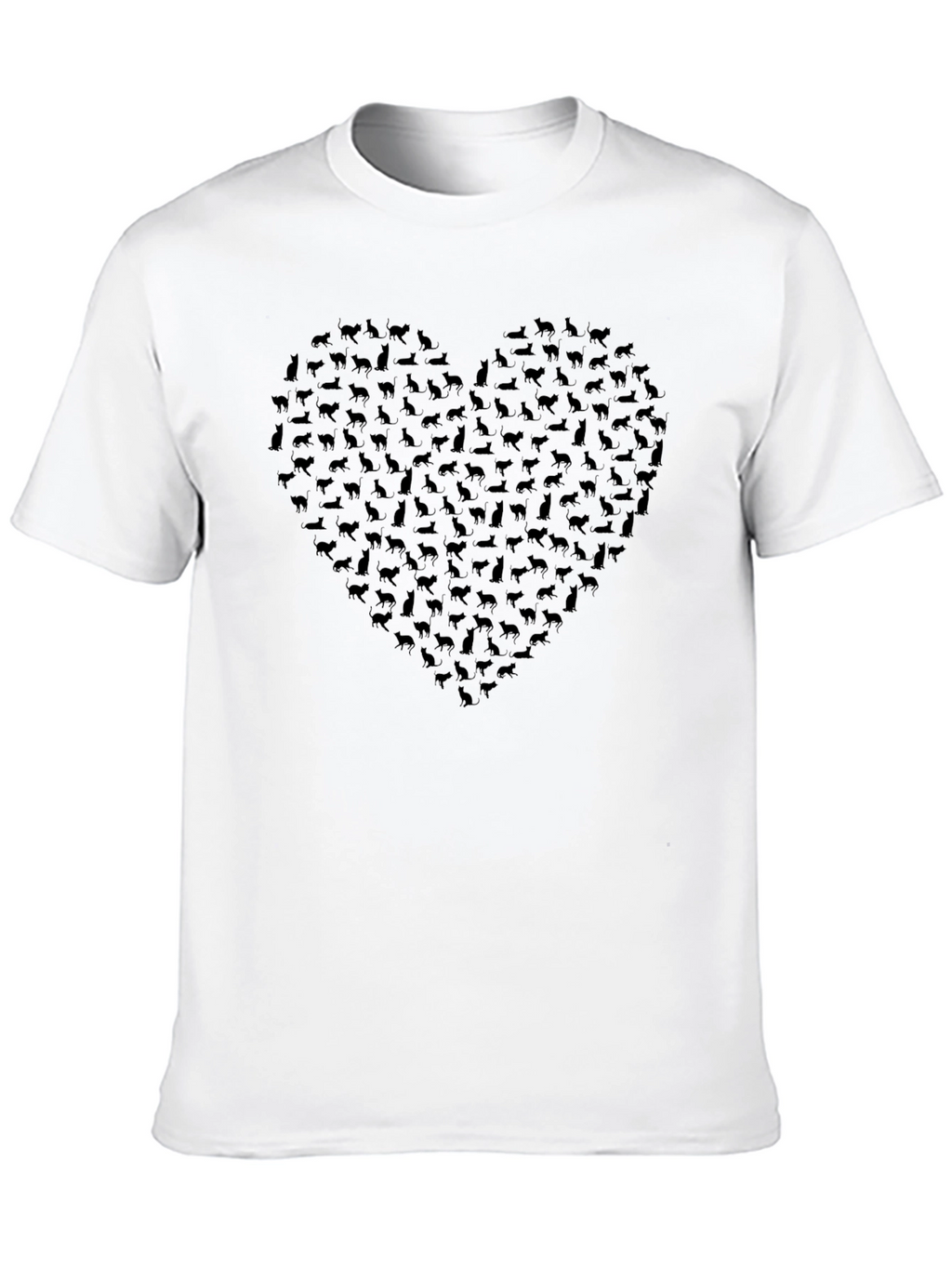 Heart of Cats Graphic Tee - Black Cotton T-Shirt