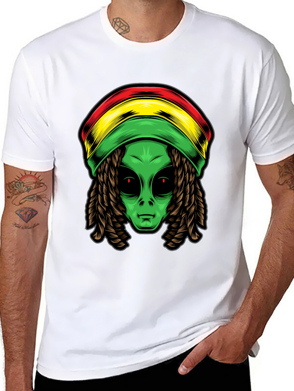 Rasta Alien T-Shirt - Cool Graphic Tee