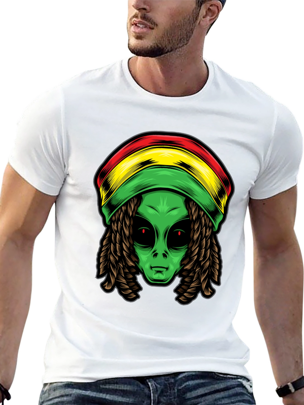Rasta Alien T-Shirt - Cool Graphic Tee