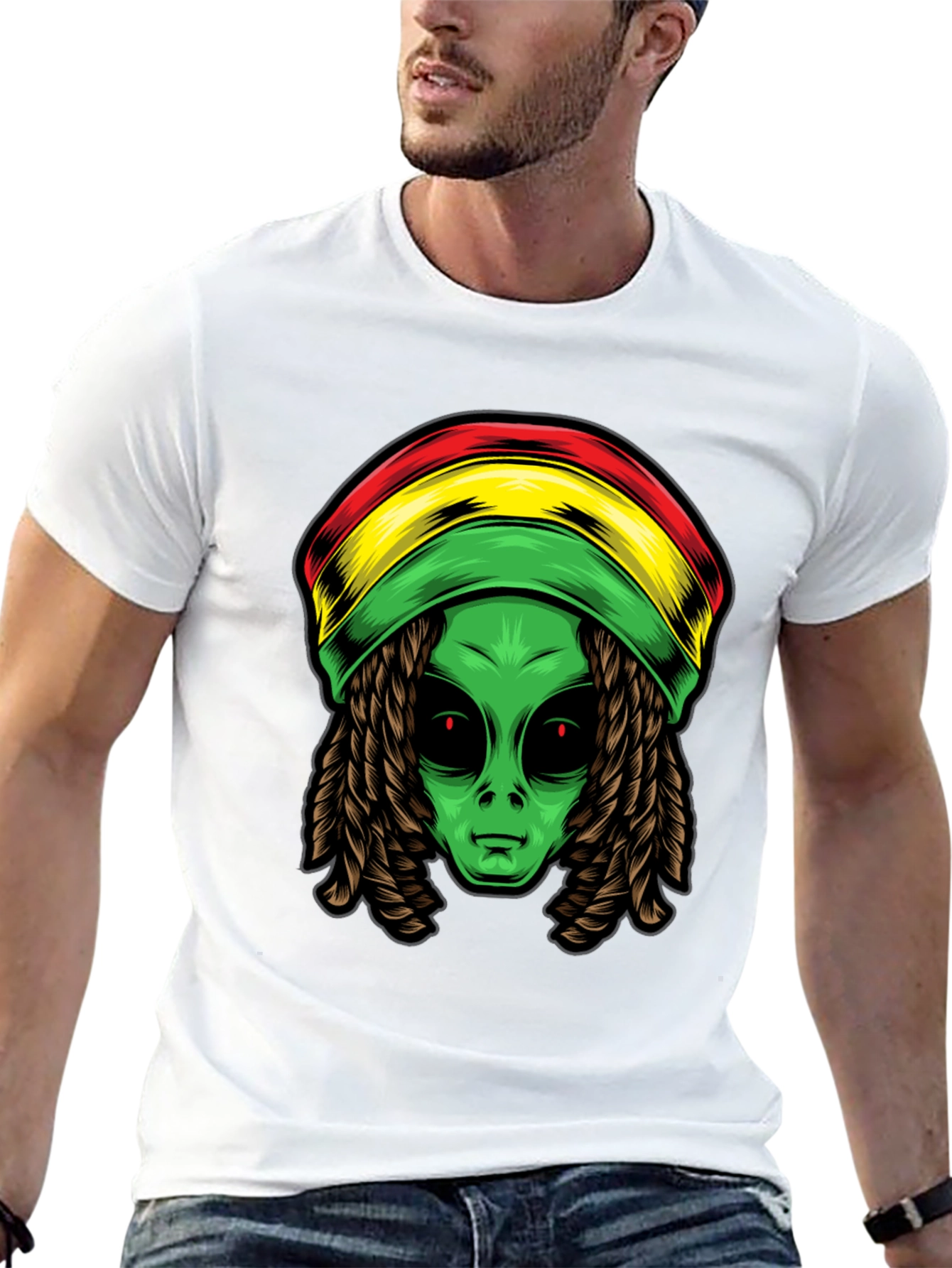 Rasta Alien T-Shirt - Cool Graphic Tee