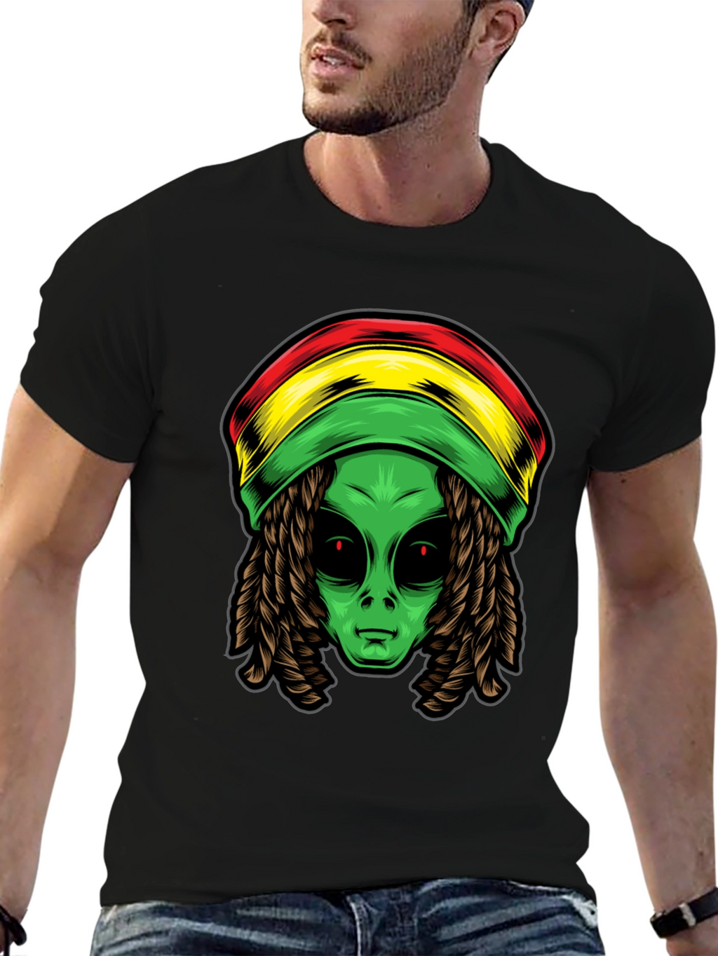 Rasta Alien T-Shirt - Cool Graphic Tee