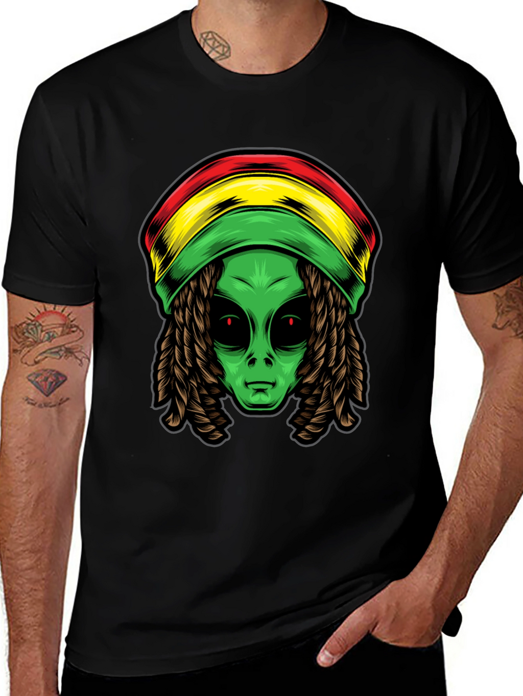 Rasta Alien T-Shirt - Cool Graphic Tee