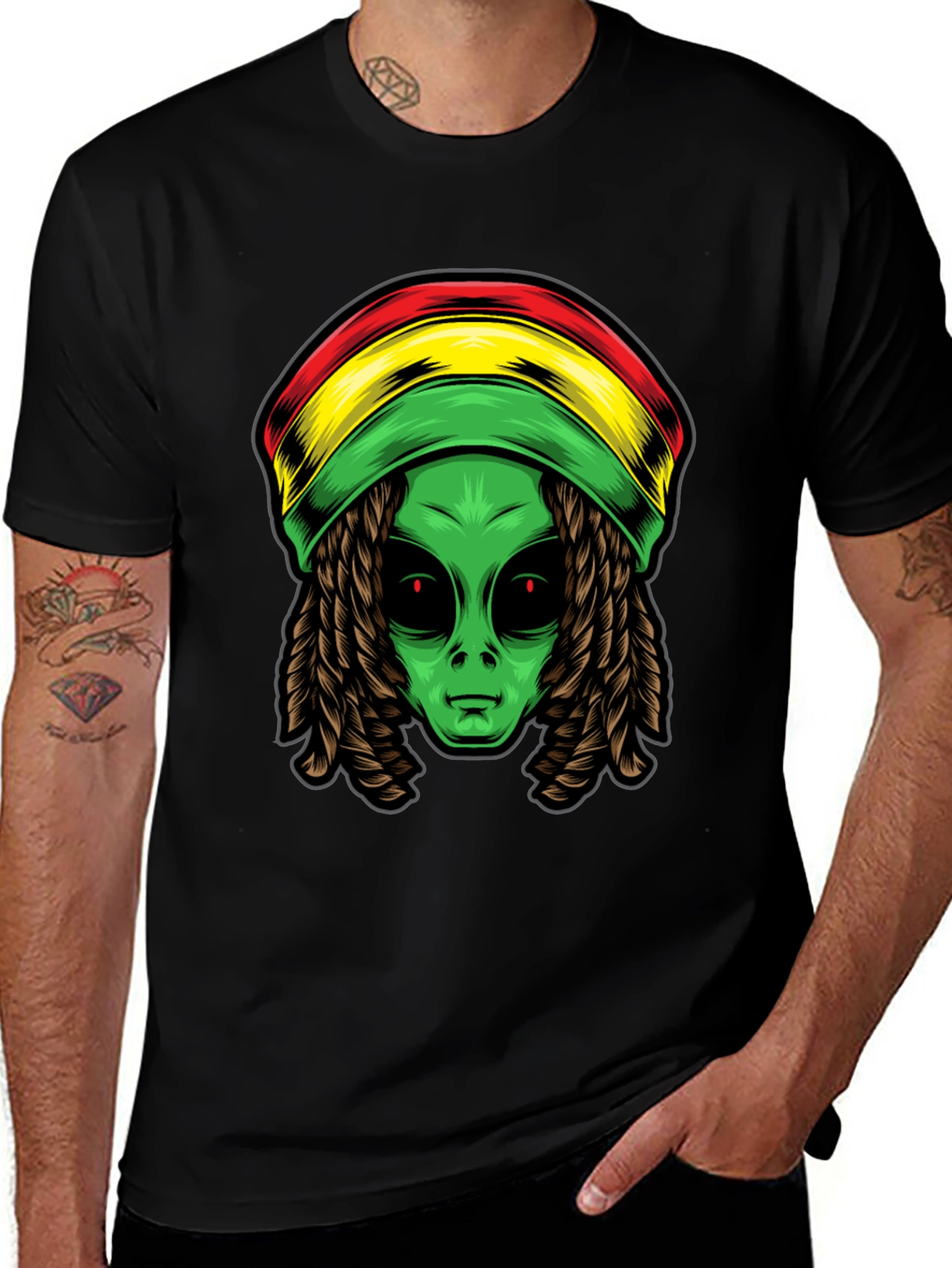 Rasta Alien T-Shirt - Cool Graphic Tee