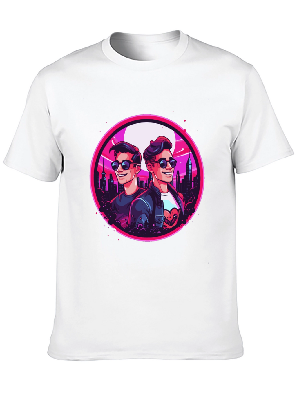Retro Cityscape Cartoon Graphic T-Shirt