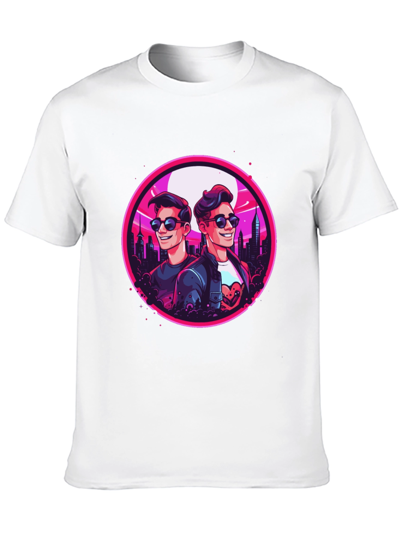 Retro Cityscape Cartoon Graphic T-Shirt