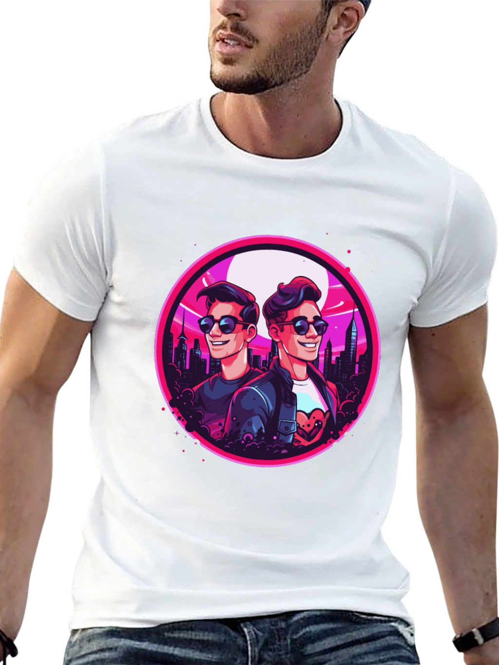 Retro Cityscape Cartoon Graphic T-Shirt