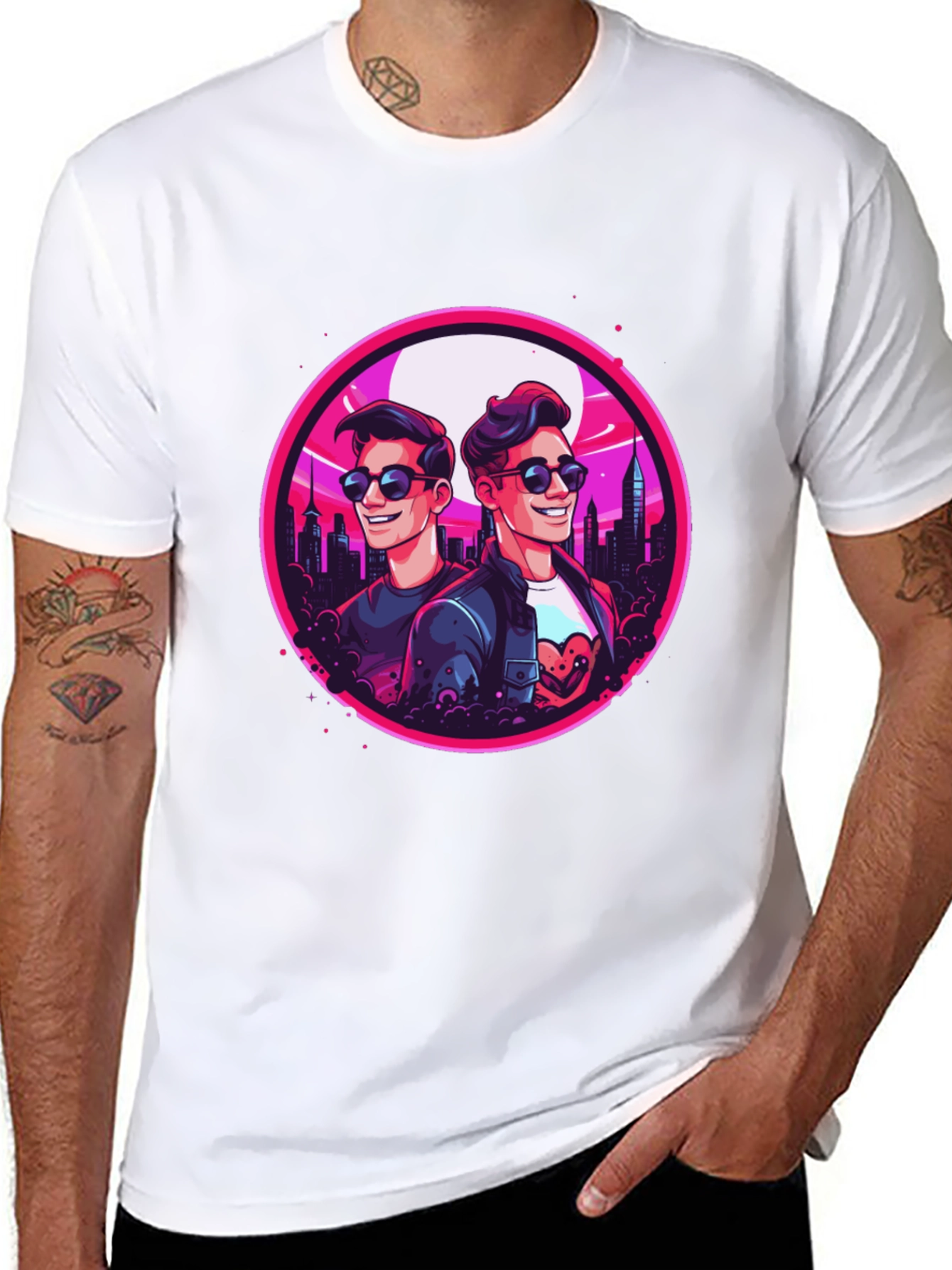 Retro Cityscape Cartoon Graphic T-Shirt