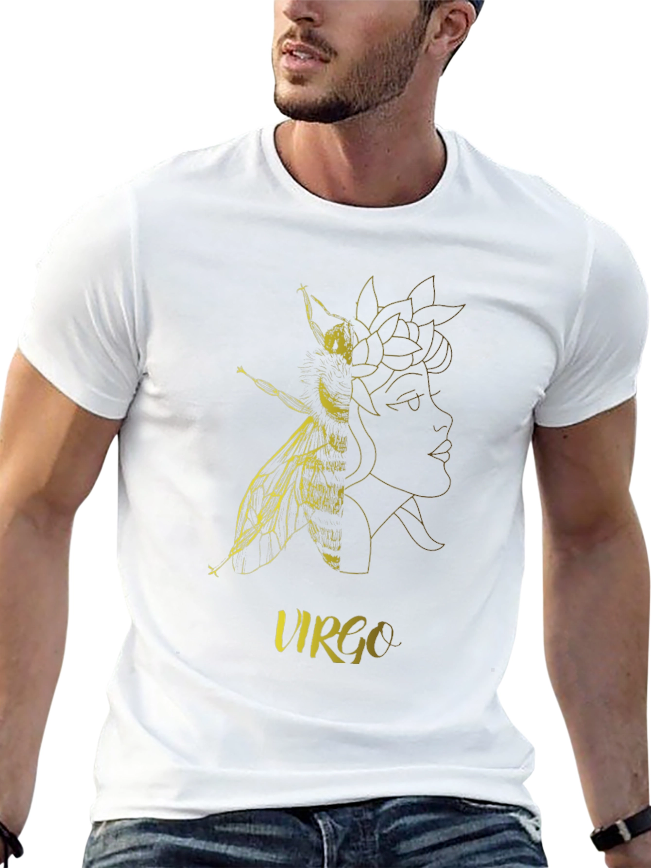 Virgo Zodiac Bee Graphic Black T-Shirt