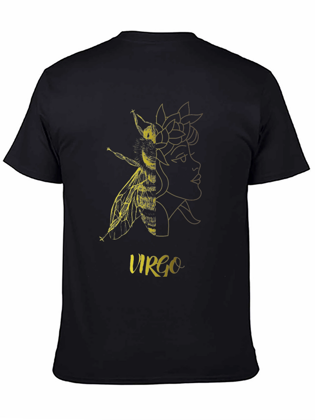 Virgo Zodiac Bee Graphic Black T-Shirt