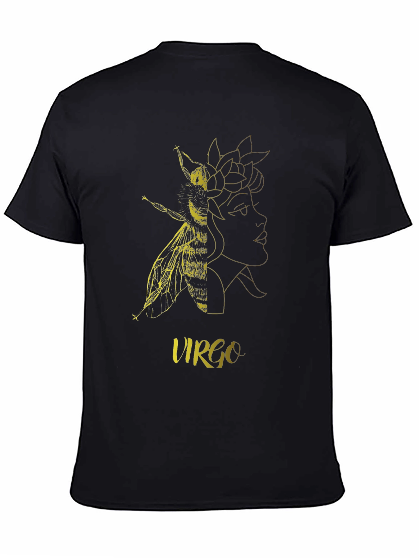 Virgo Zodiac Bee Graphic Black T-Shirt