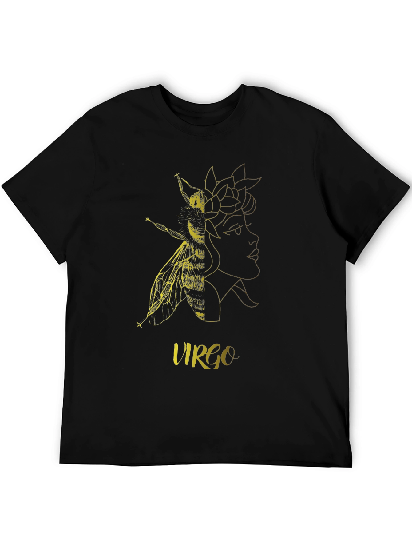Virgo Zodiac Bee Graphic Black T-Shirt