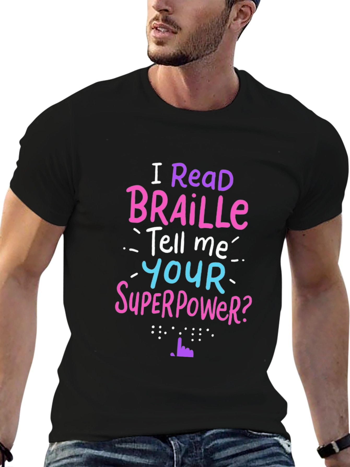 I Read Braille Graphic T-Shirt - Superpower Tee