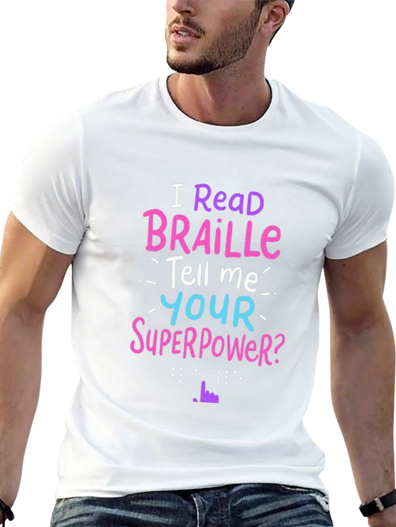 I Read Braille Graphic T-Shirt - Superpower Tee