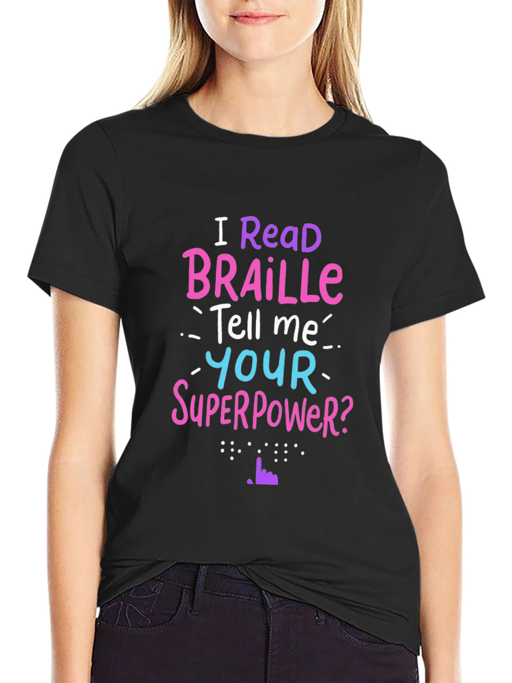 I Read Braille Graphic T-Shirt - Superpower Tee