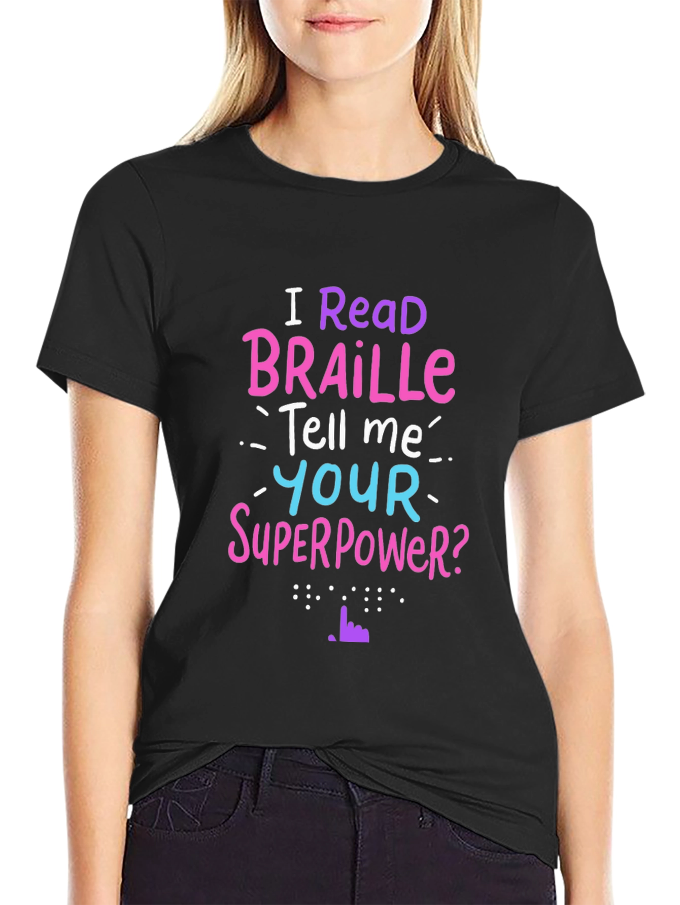 I Read Braille Graphic T-Shirt - Superpower Tee