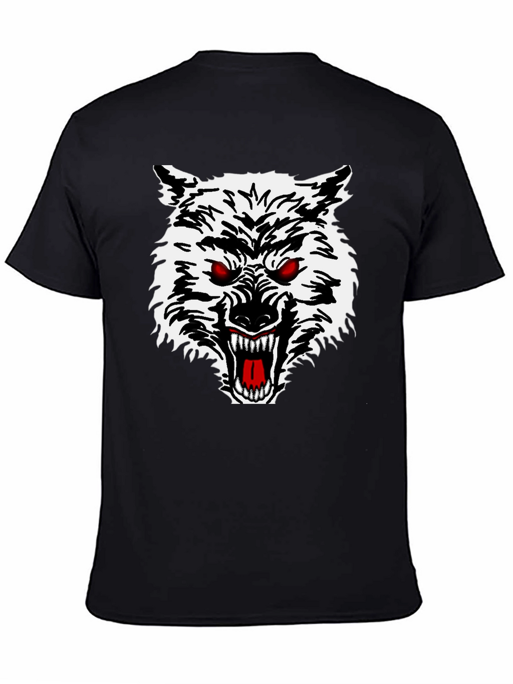 Mens Black T-Shirt with Wolf Graphic