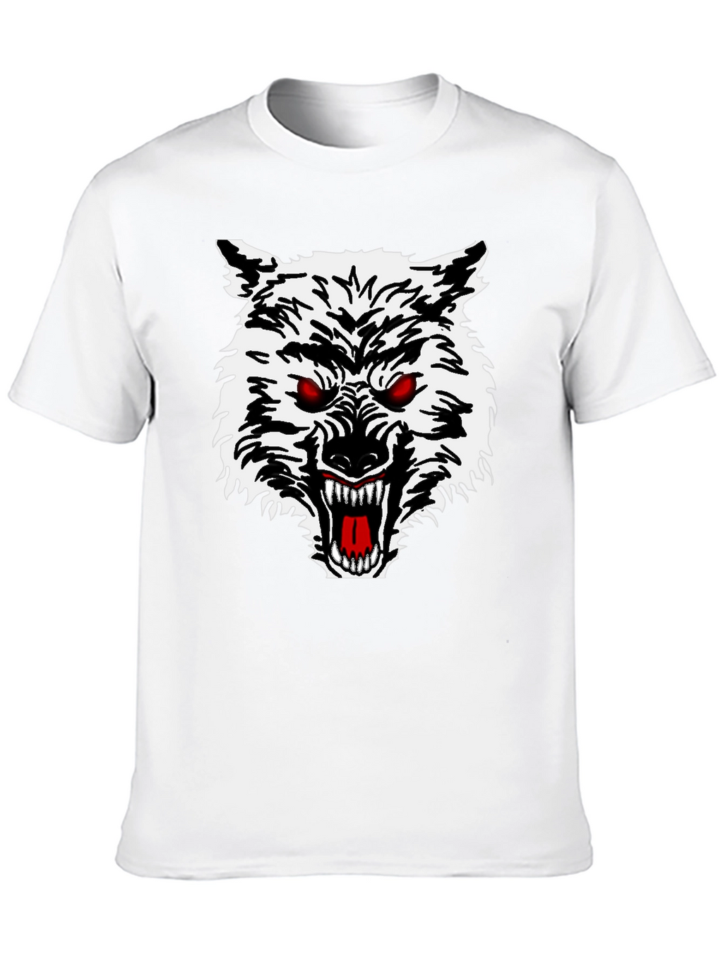 Mens Black T-Shirt with Wolf Graphic