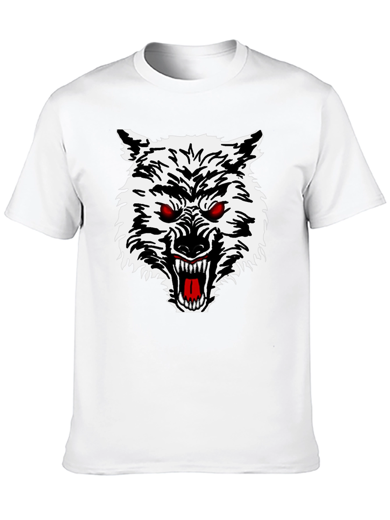 Mens Black T-Shirt with Wolf Graphic