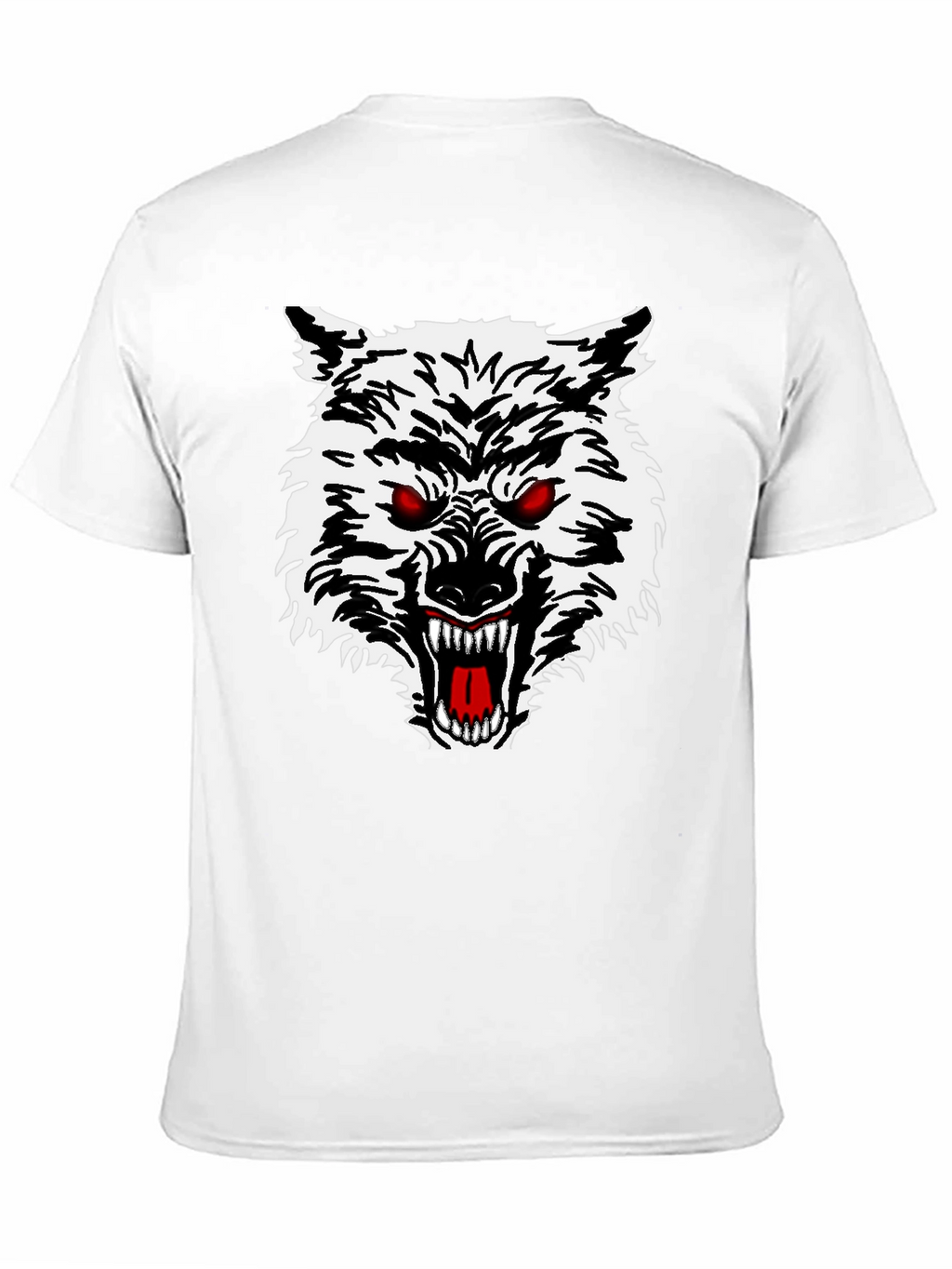 Mens Black T-Shirt with Wolf Graphic